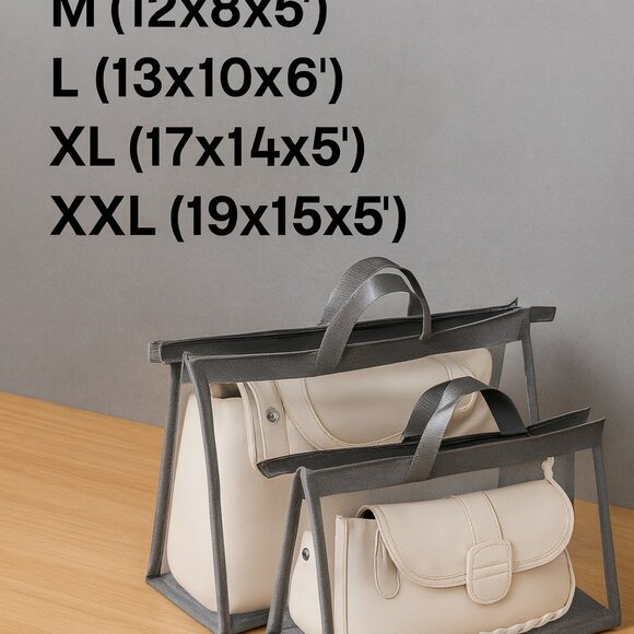 Clear Purse Handbag Storage Dustproof Vinyl Bag Transparent Organizer w/Zipper - Picture 3 of 6